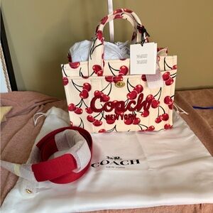 COACH Cargo Tote Bag 26 W/ Cherry Print Crossbody ~NWT